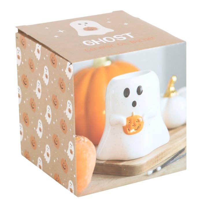 Ghost Shaped Halloween Oil Burner & Wax Warmer with Pumpkin