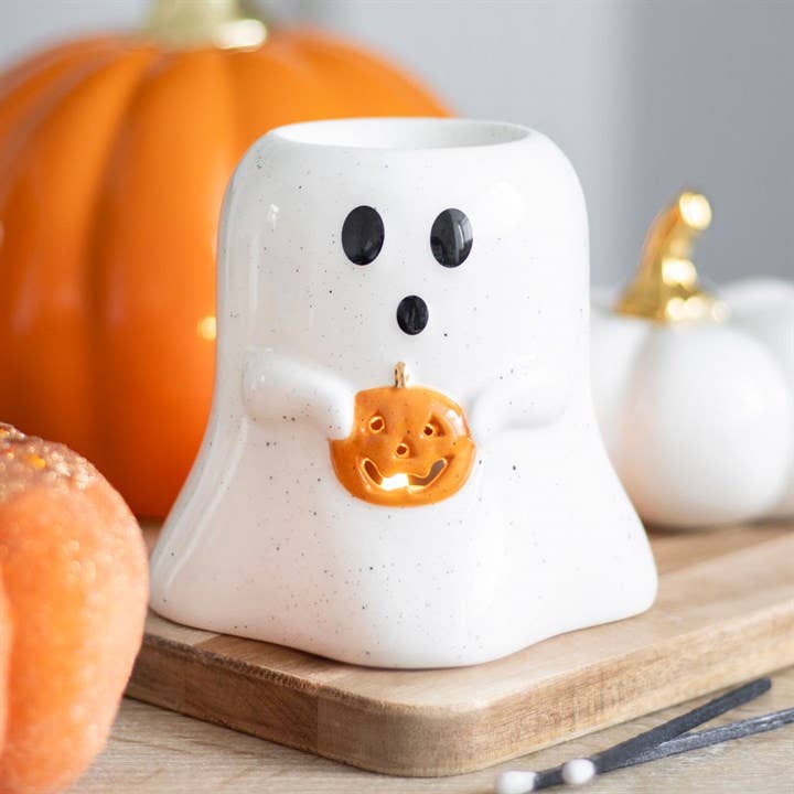 Ghost Shaped Halloween Oil Burner & Wax Warmer with Pumpkin